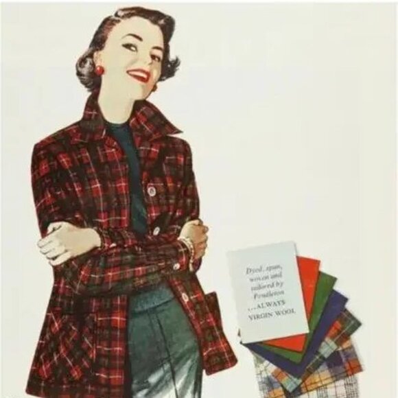 Vintage Pendleton 49ers Plaid Tartan Red 100% Virgin Wool Jacket Size L - Picture 7 of 7